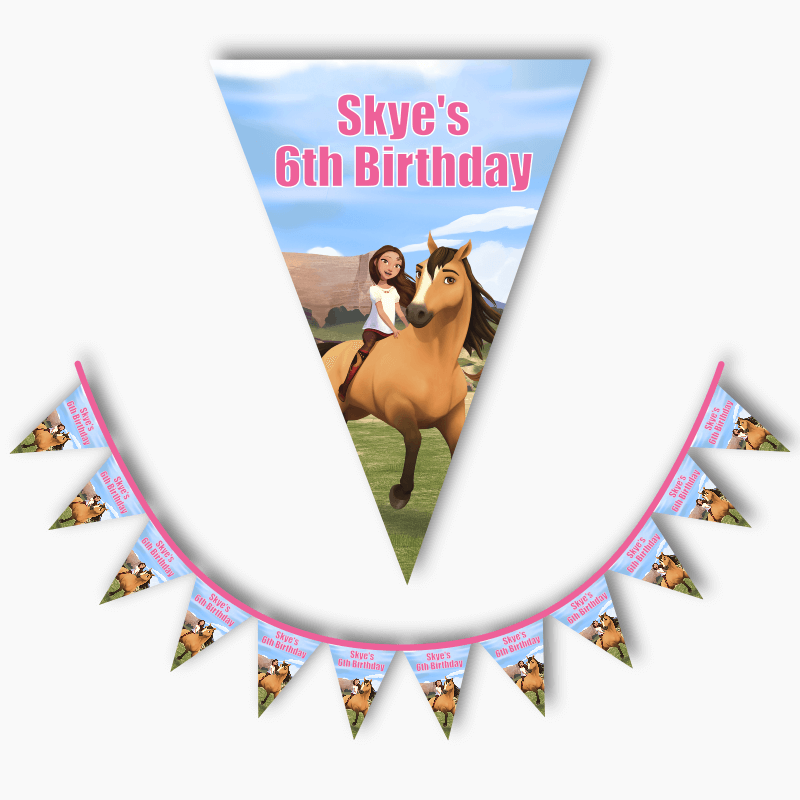 Personalised Spirit Riding Free Birthday Party Flag Bunting