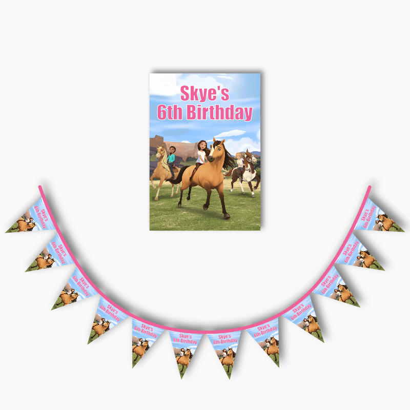 Personalised Spirit Riding Free Party Poster &amp; Bunting Combo