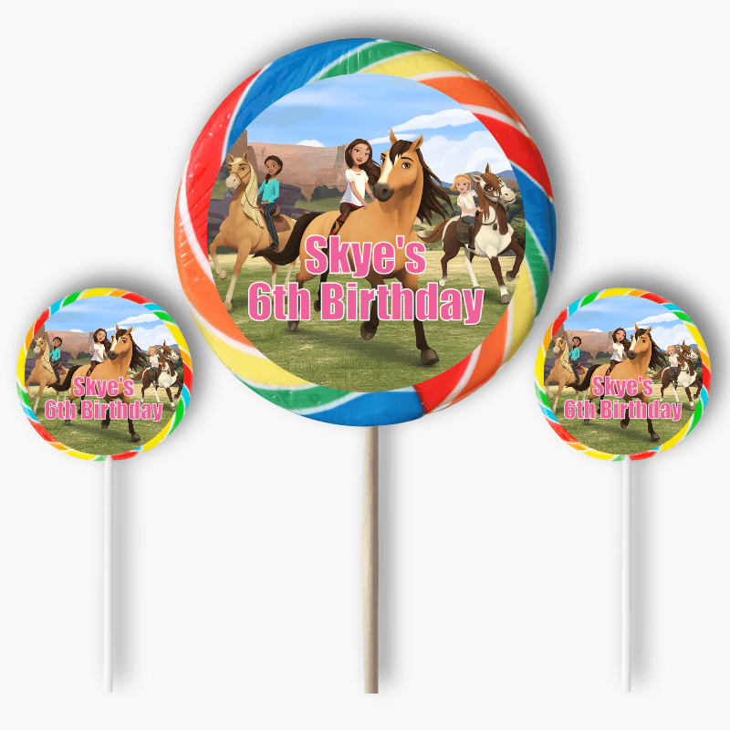 Personalised Spirit Riding Free Party Round Stickers