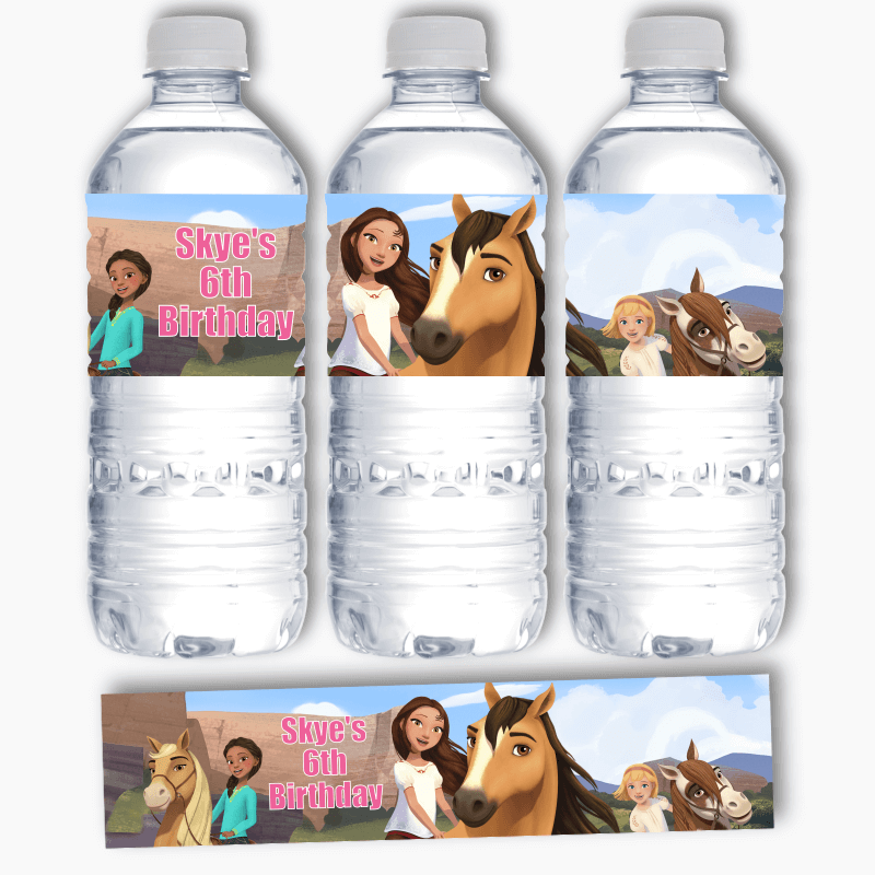 Personalised Spirit Riding Free Party Water Labels