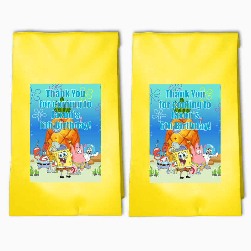 Personalised SpongeBob &amp; Friends Party Bags &amp; Labels