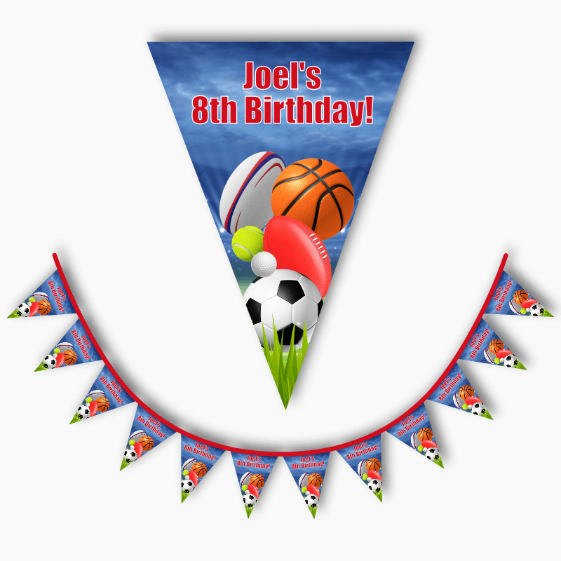 Personalised Sports Birthday Party Flag Bunting