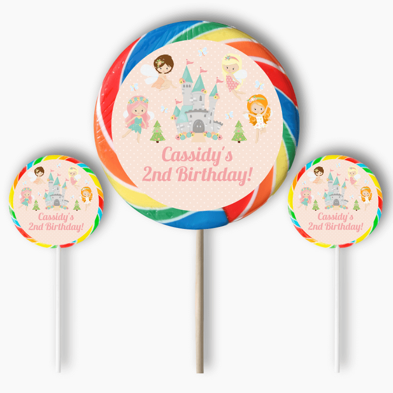 Personalised Spring Fairies Party Round Stickers