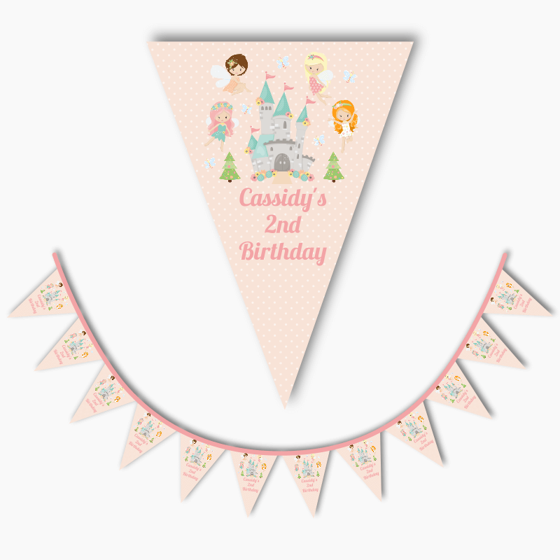 Personalised Spring Fairies Birthday Party Flag Bunting