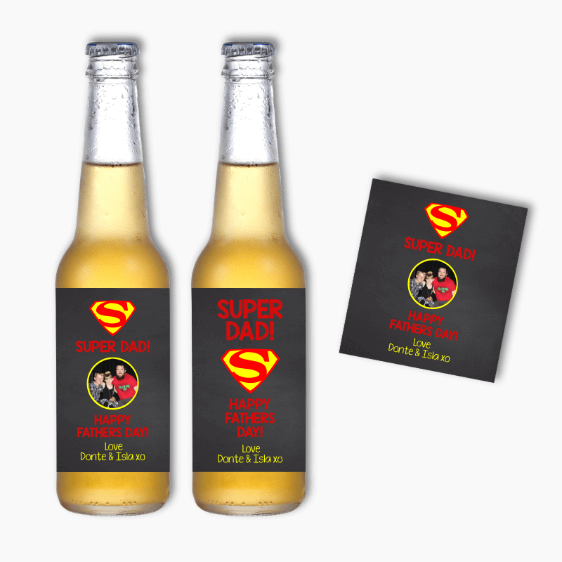 Super Dad Fathers Day Gift Beer Labels