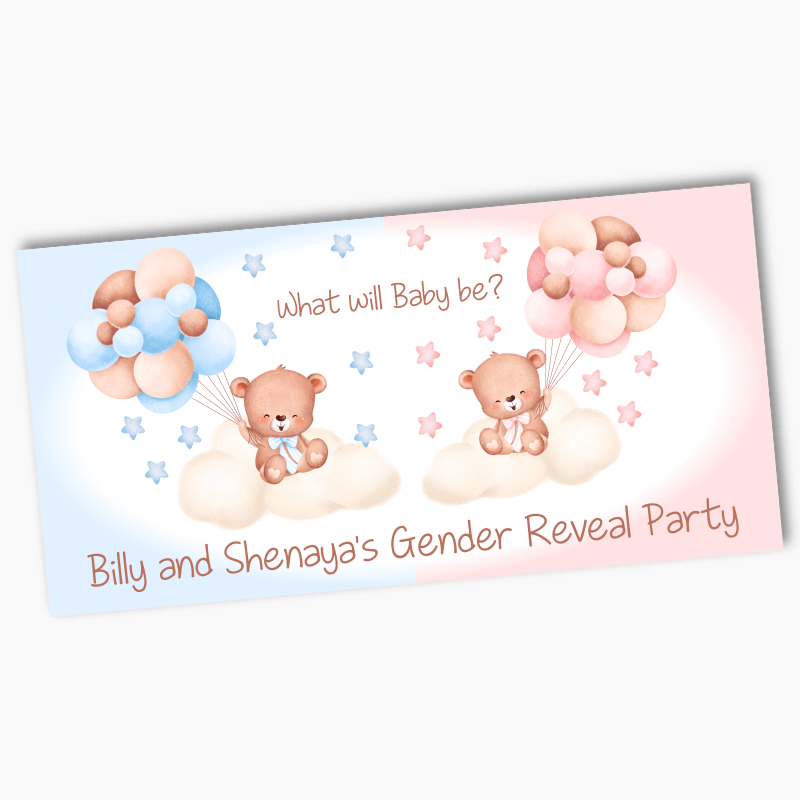 Personalised Teddy Bear Gender Reveal Party Banners