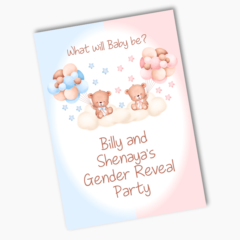 Personalised Teddy Bear Gender Reveal Party Posters