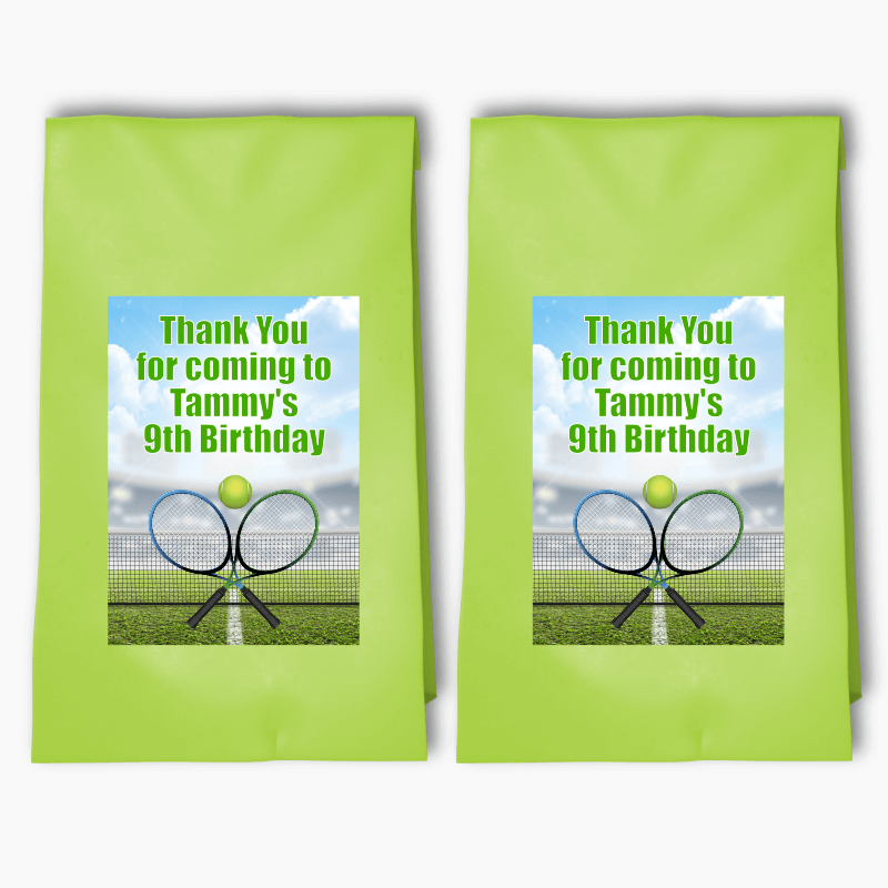 Personalised Tennis Birthday Party Bags & Labels