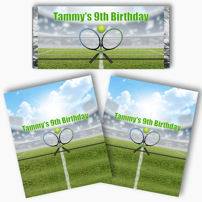 Personalised Tennis Party Mini Chocolate Labels