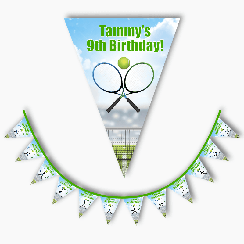 Personalised Tennis Birthday Party Flag Bunting