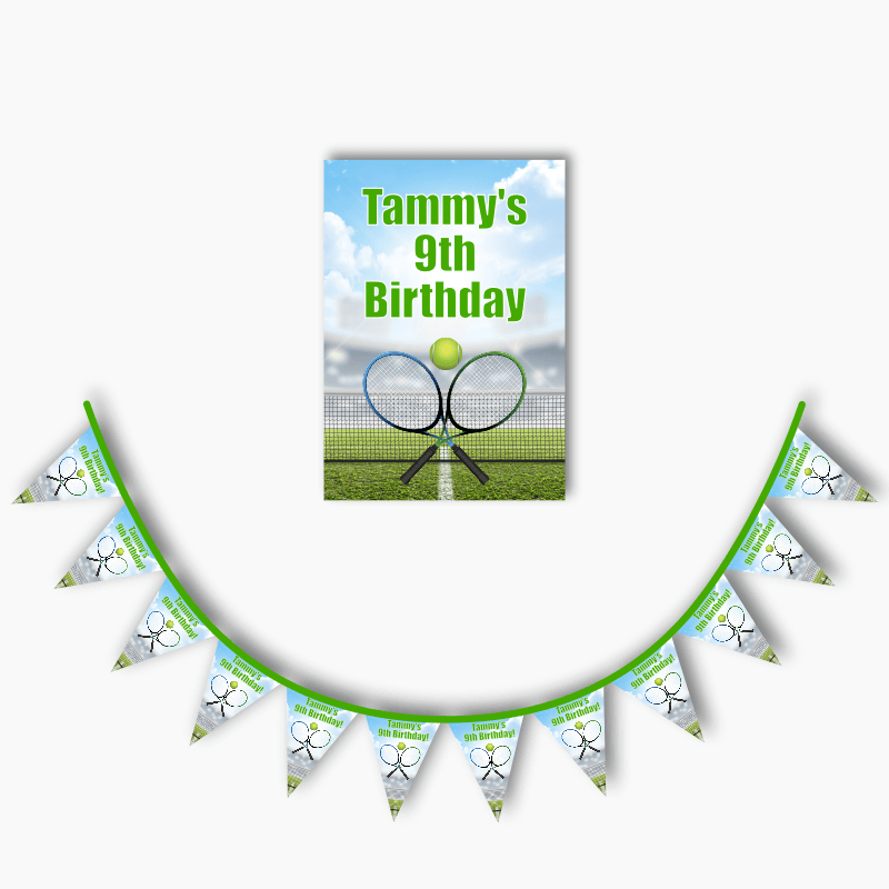 Personalised Tennis Party Poster &amp; Bunting Combo