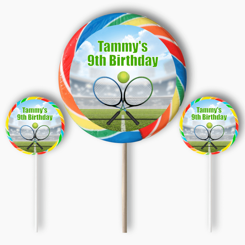 Personalised Tennis Birthday Party Round Stickers