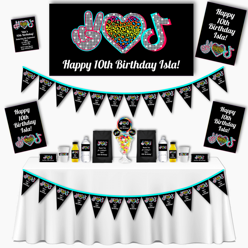 Personalised Black Tik Tok Grand Birthday Party Pack