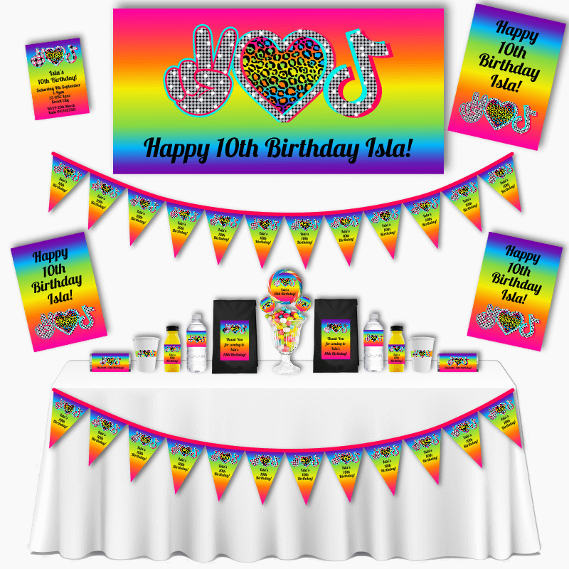 Personalised Rainbow Tik Tok Grand Birthday Party Pack