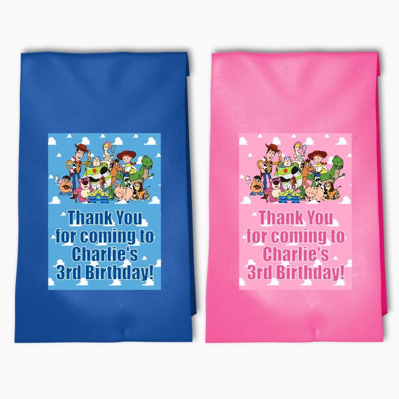 Personalised Toy Story Birthday Party Bags &amp; Labels