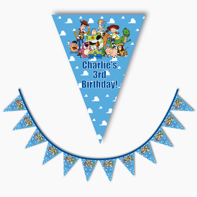 Personalised Toy Story Birthday Party Flag Bunting - Blue