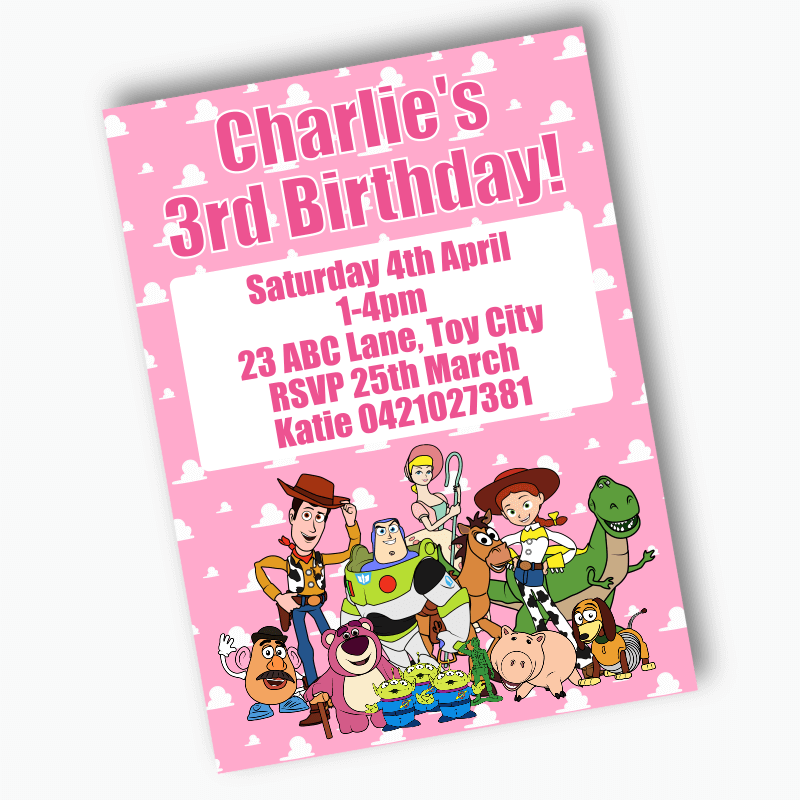 Personalised Toy Story Birthday Party Invites - Blue