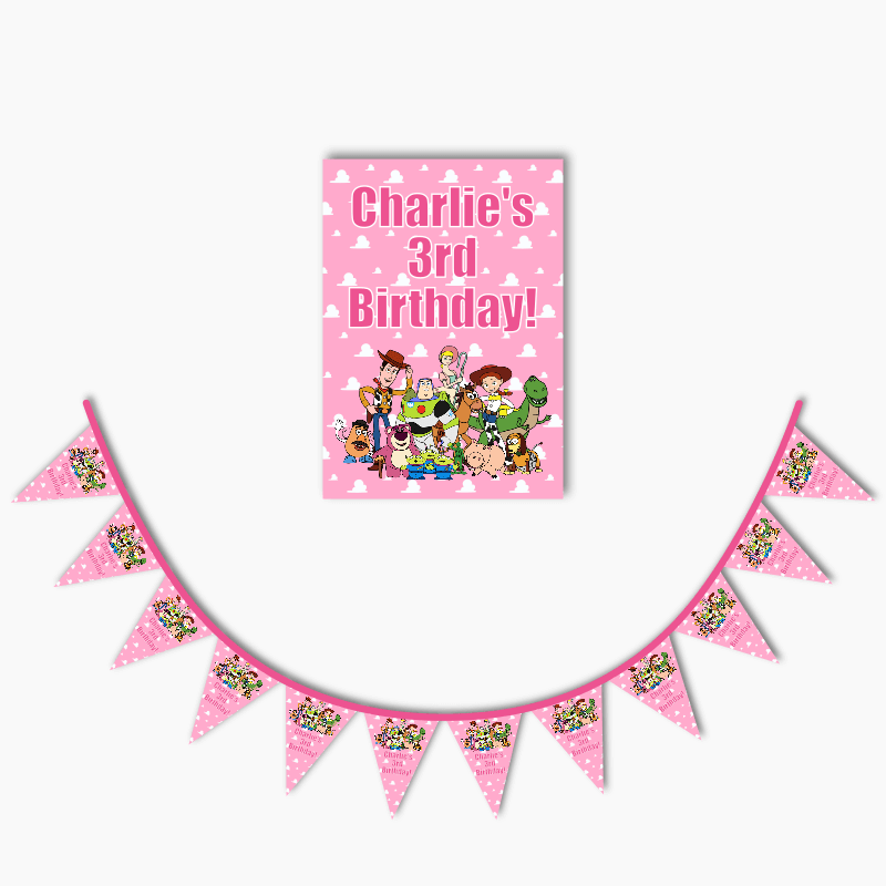 Personalised Toy Story Party Poster & Bunting Combo - Blue
