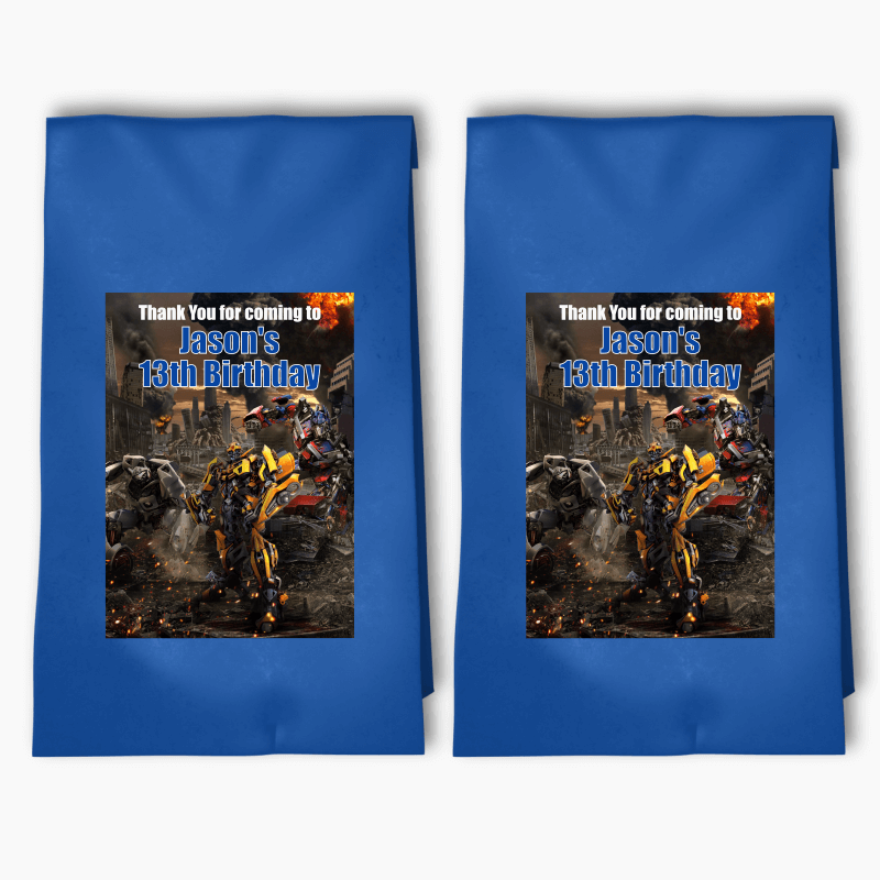 Personalised Transformers Birthday Party Bags &amp; Labels