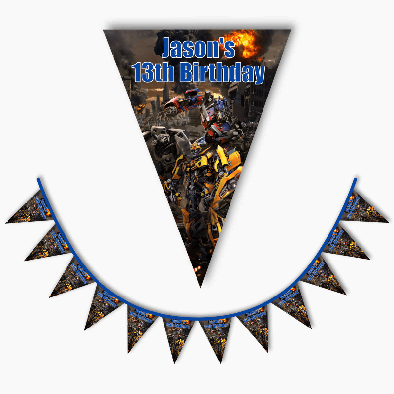 Personalised Transformers Birthday Party Flag Bunting