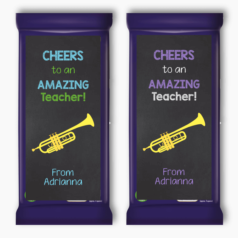 Trumpet Teachers Gift Cadbury Chocolate Labels