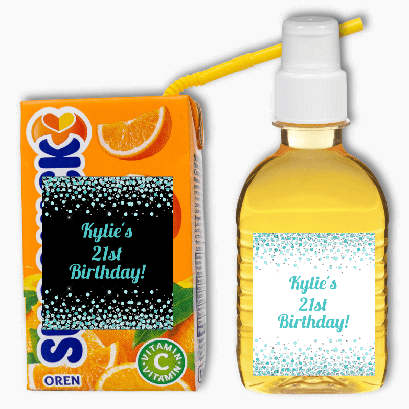 Turquoise Green Confetti Party Rectangle Favour Stickers