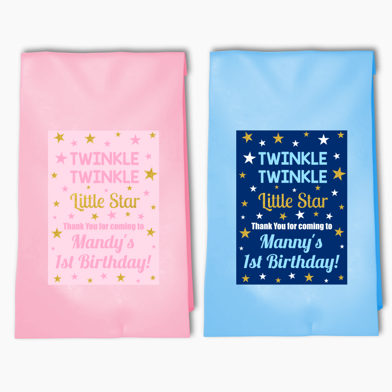 Personalised Twinkle Twinkle Little Star Party Bags &amp; Labels