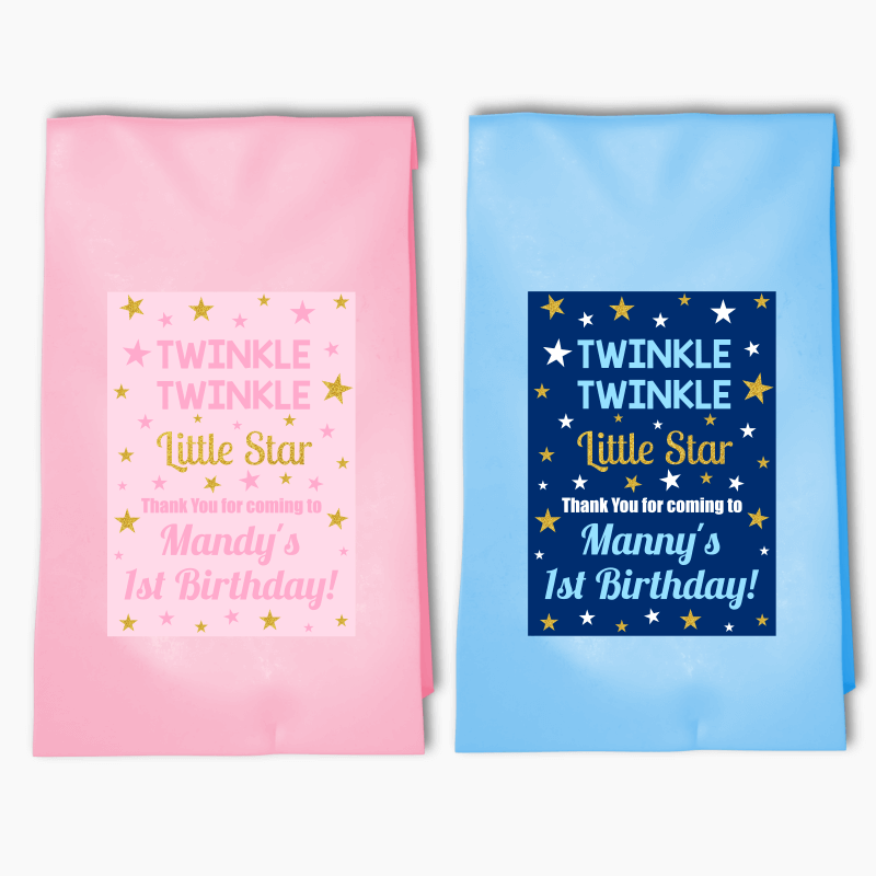 Personalised Twinkle Twinkle Little Star Party Bags & Labels