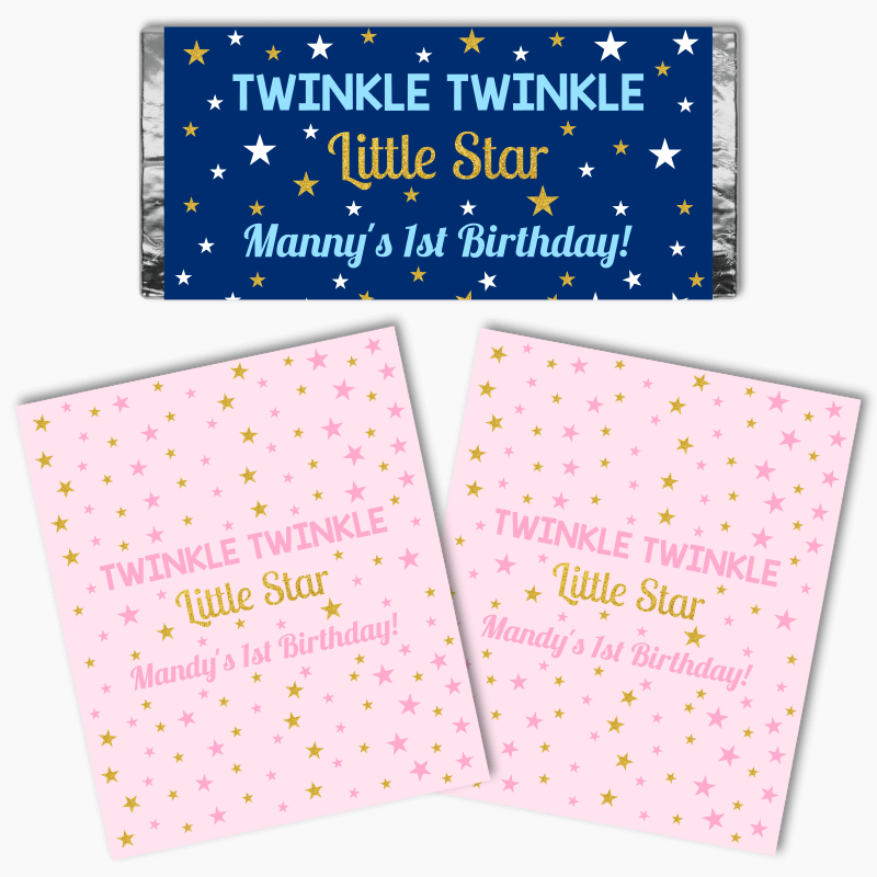 Personalised Twinkle Twinkle Little Star Mini Chocolate Labels