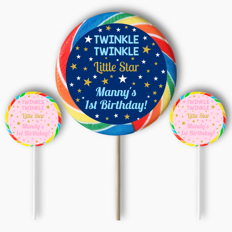 Personalised Twinkle Twinkle Little Star Party Round Stickers