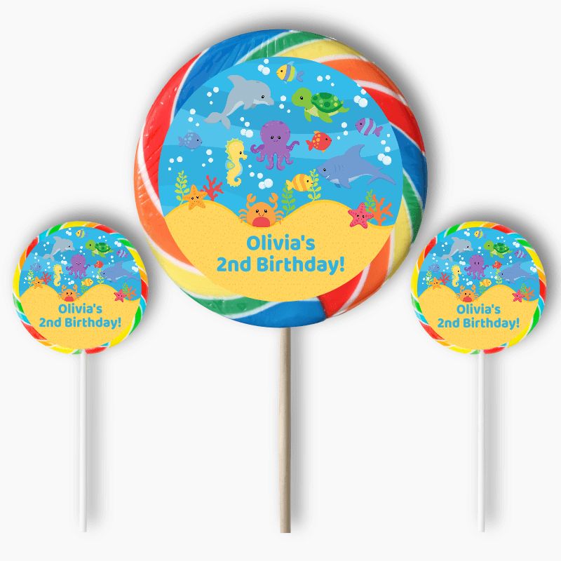 Personalised Under the Sea Birthday Party Round Stickers