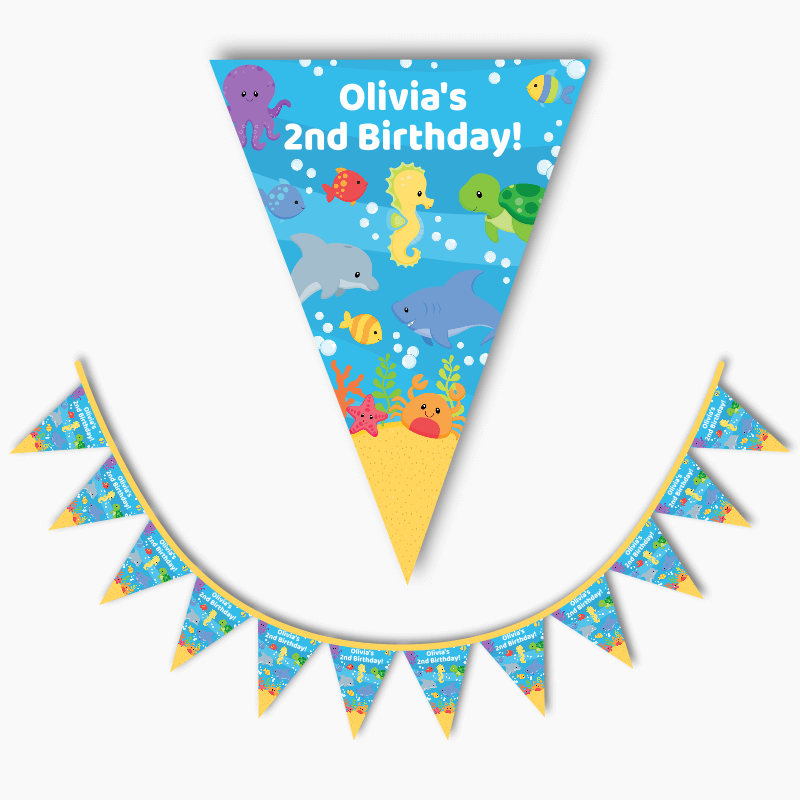 Personalised Under the Sea Birthday Party Flag Bunting