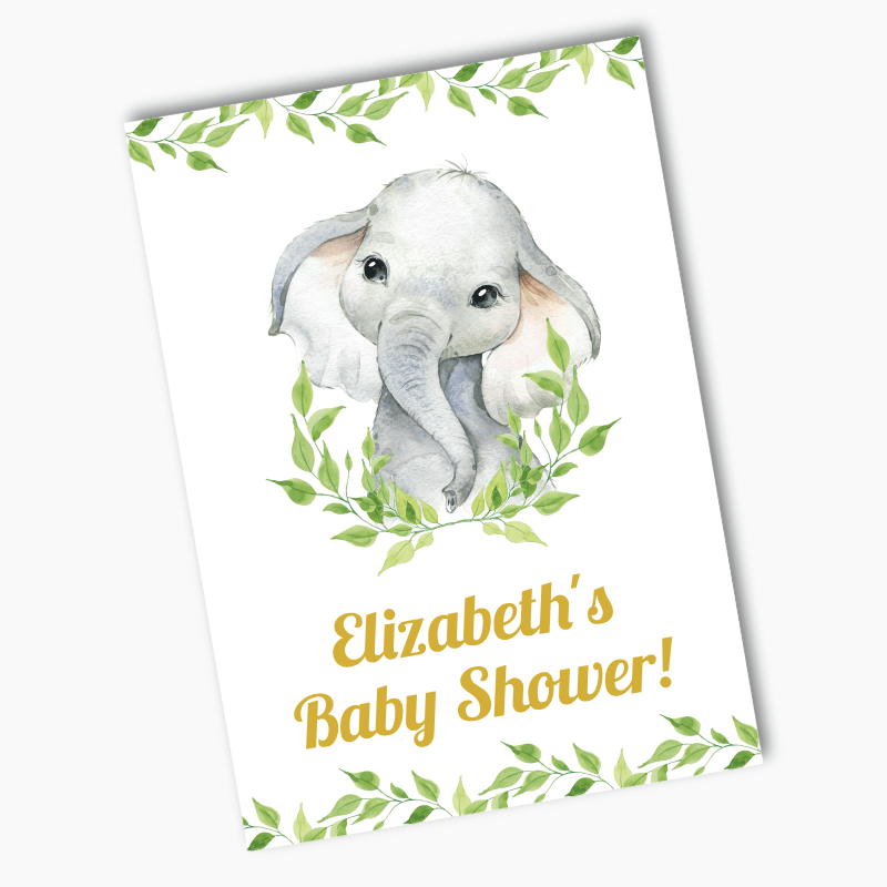 White Greenery African Elephant Party Poster