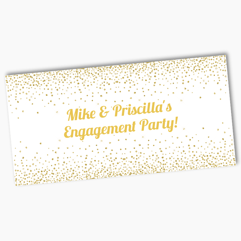 Personalised White and Gold Confetti Party Banners