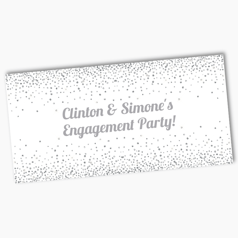 White & Silver Confetti Party Banner