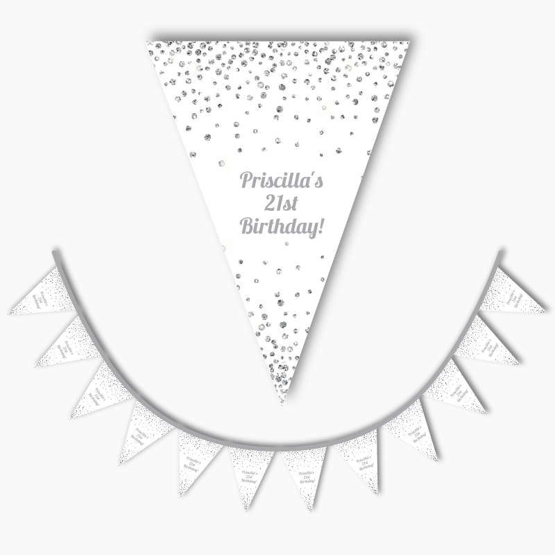 White &amp; Silver Confetti Party Flag Bunting