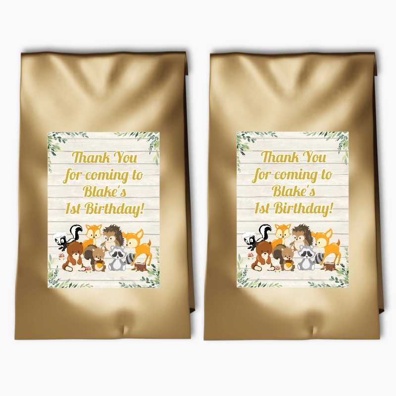 Personalised Woodland Animals Party Bags &amp; Labels