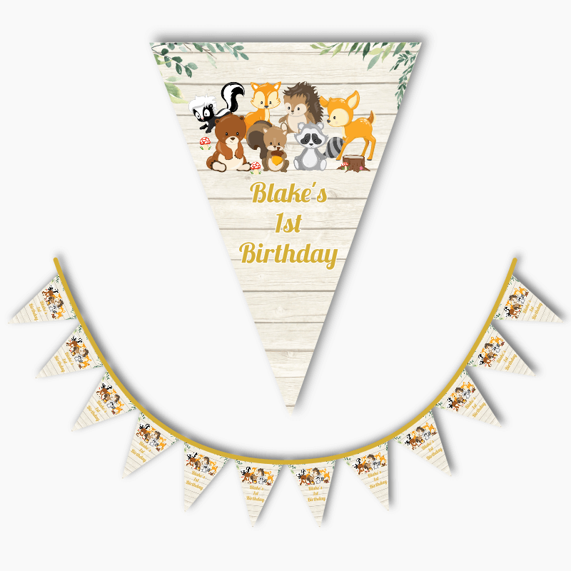 Personalised Woodland Animals Party Flag Bunting