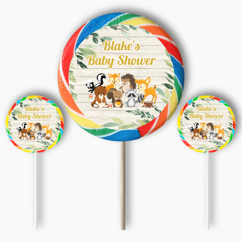Personalised Woodland Animals Party Round Stickers