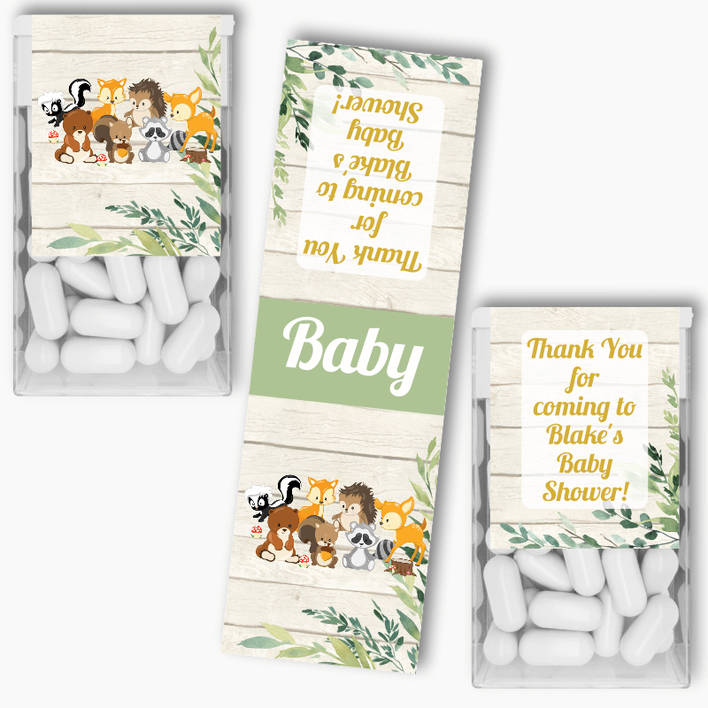 Personalised Woodland Animals Party Tic Tac Labels
