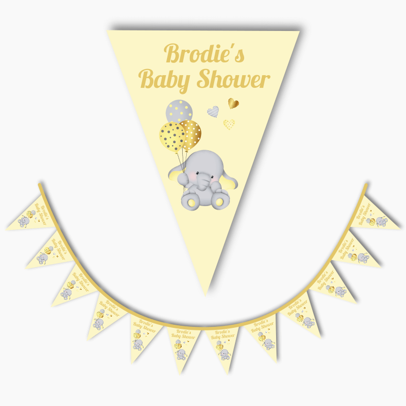 Yellow Elephant Party Flag Bunting