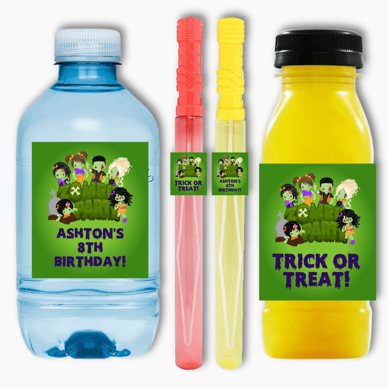 Zombie Birthday Party Rectangle Favour Stickers