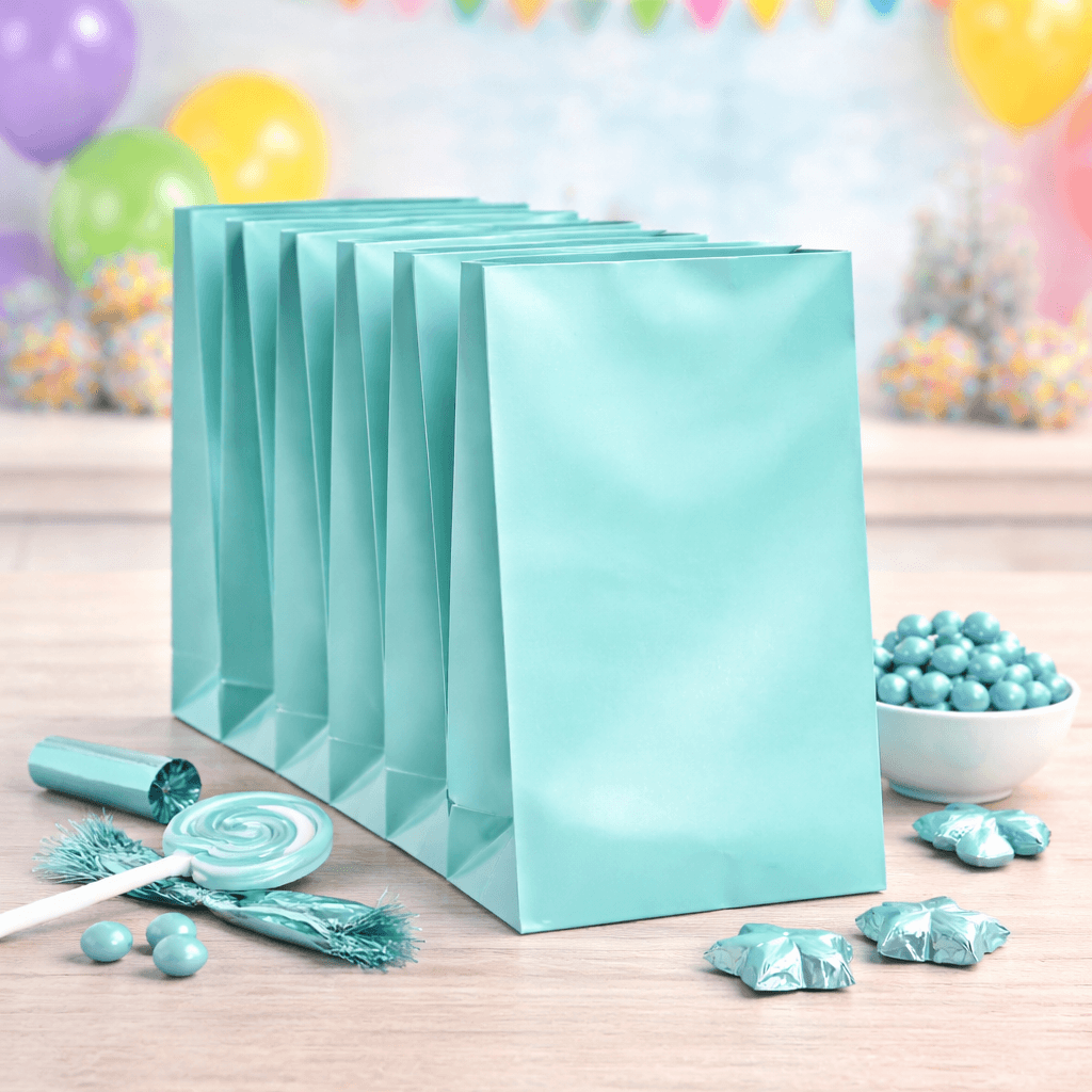 Aqua party bags plain loot bags for birthday parties and events, empty paper favour bags Australia