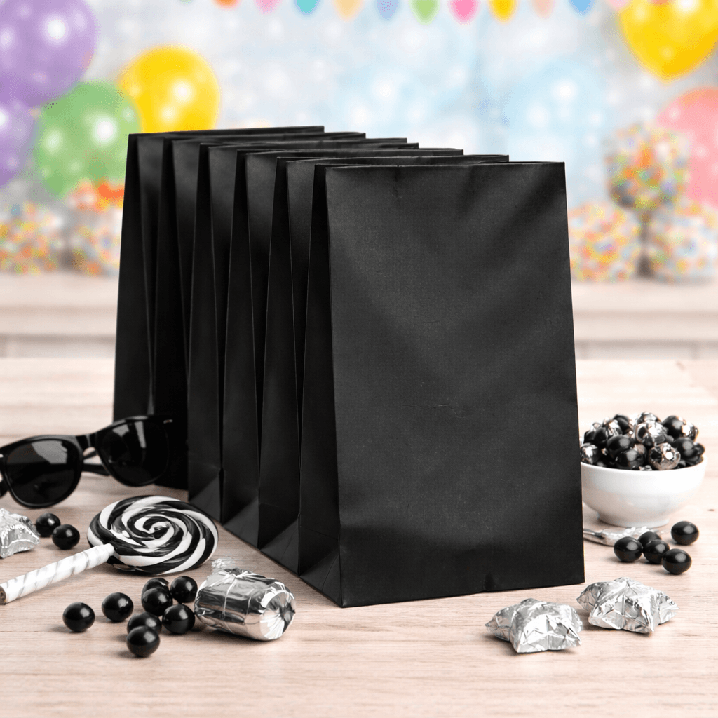 Black party bags plain loot bags for birthday parties and events, empty paper favour bags Australia