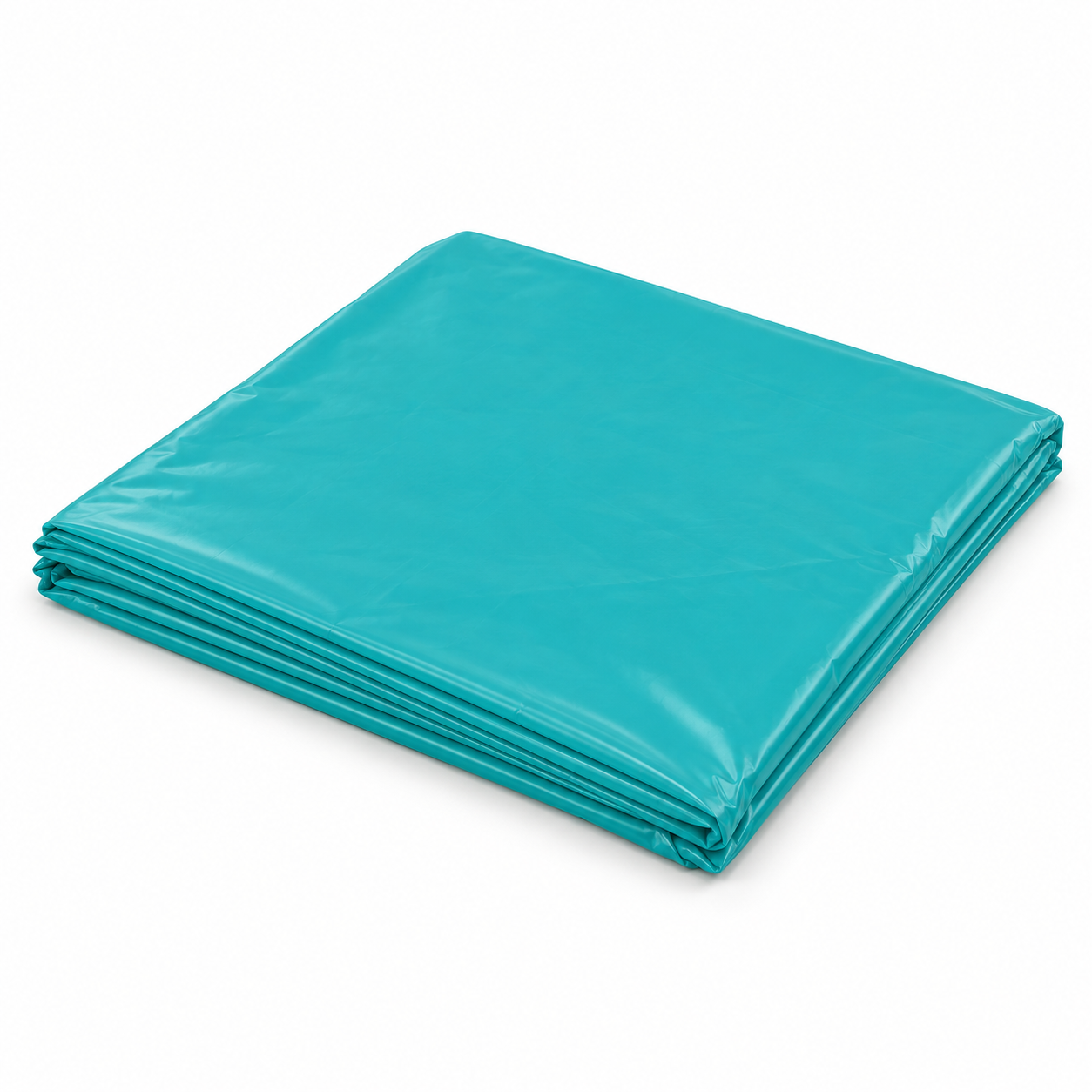 Illustration of a folded Caribbean Teal plastic table cover