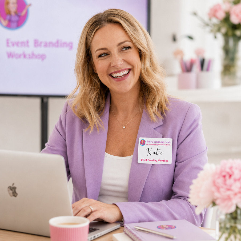 Custom Event Name Tag Labels with Business Logo