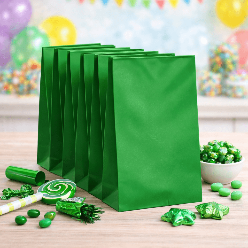 Dark green party bags plain loot bags for birthday parties and events, empty paper favour bags Australia