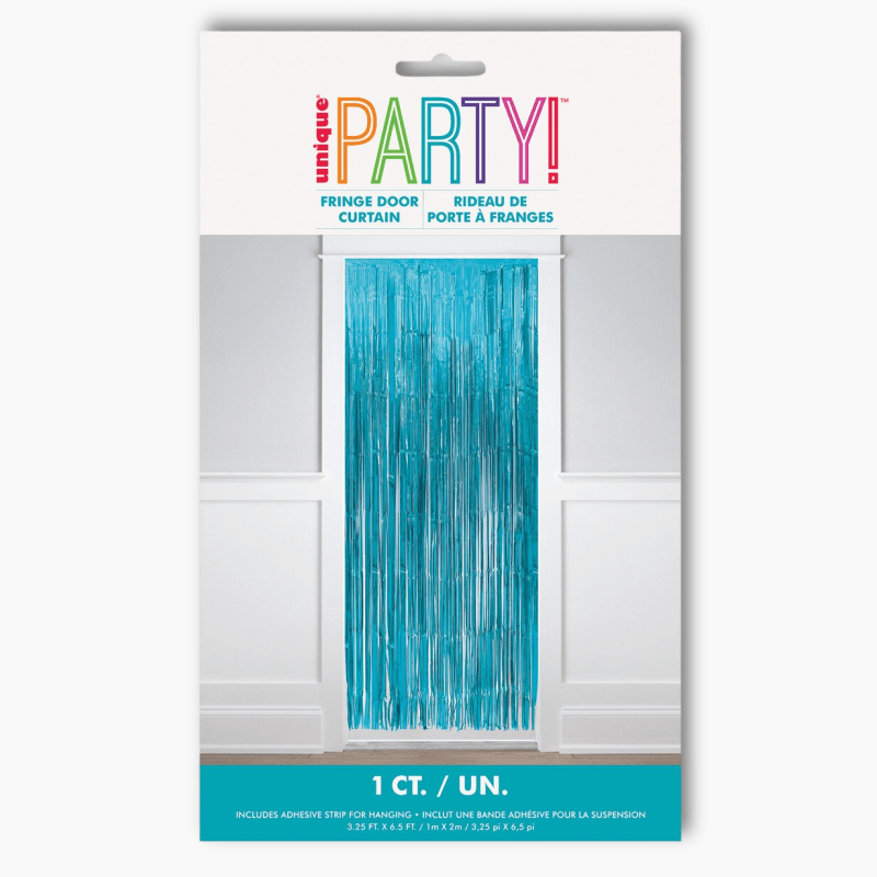 Foil fringe door curtain blue 1m x 2m for party backdrop decoration