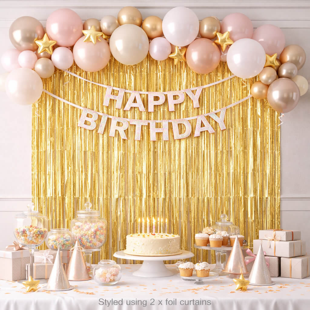 Foil fringe door curtain gold 1m x 2m for party backdrop decoration