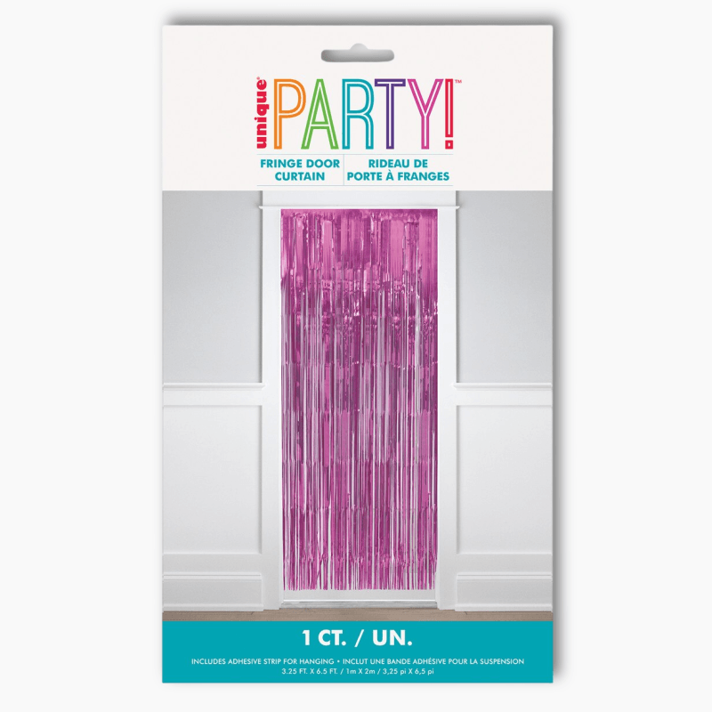 Foil fringe door curtain pink 1m x 2m for party backdrop decoration